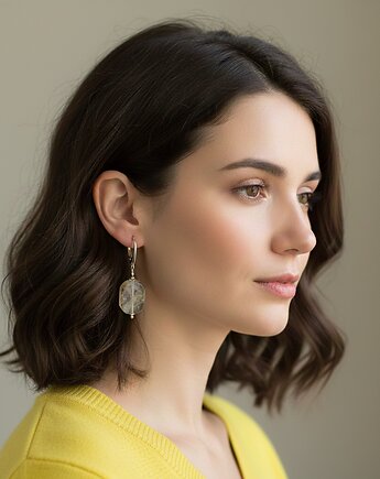 Duże, srebrne kolczyki z cytrynem, Yamira Art Studio