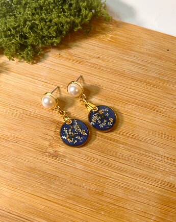 Wiszące kolczyki z kwiatami intensywnie niebieskie chabrowe, Blask Natury