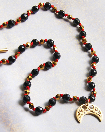 Choker OCHRONNY naszyjnik : turmalin & lunula, kaktusia