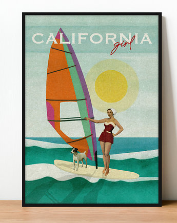 Plakat Fine Art giclee kolaż CALIFORNIA GIRL, ma illustories