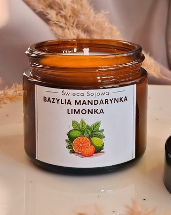BAZYLIA MANDARYNKA LIMONKA Świeca sojowa o świeżym cytrusowym zapachu, Dary Rusałki