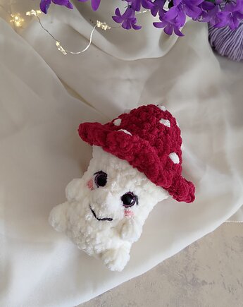 Muchomorek pluszowy bordowy, Zabawka grzybek, Prezent dla dziecka, EcoToysByNastya