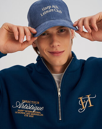 Sztruksowa czapka BASEBALLOWA niebieska, HARP TEAM