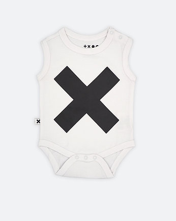 BASIC BABY NO SLEEVE BODY with X WHITE 0-3 M, OSOBY - Prezent dla 10 latki
