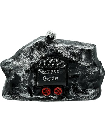 Bombka choinkowa: Bryła węgla z wózkiem - Szczęść Boże, Syn Bombkarza
