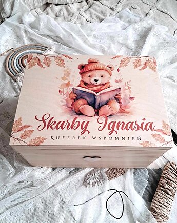 KUFEREK MISIU Z KSIĄŻKĄ personalizowany, prezent na roczek, chrzest, LOO LOO DREAM