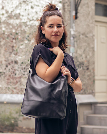 Czarna boho bag z ekoskóry, raspberi