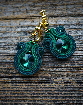 Zielone  klipsy soutache, Mró Soutache