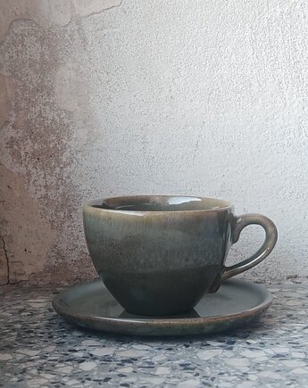 Zielona filiżanka z talerzykiem, MOM S HANDMADE