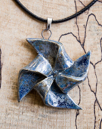 Naszyjnik wiatraczek -origami, studnia ceramiczna