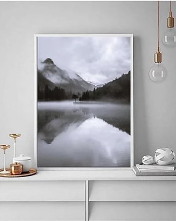 PLAKAT GÓRY JEZIORO LAS MGŁA poster, black dot studio