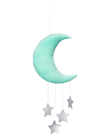 Mobil księżyc, poduszka księżyc miętowy, OKAZJE - Prezent na Baby shower
