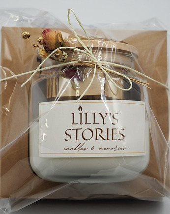Świeca walentynkowa  z pierścionkiem i kartką "The Mademoiselle Story", Lillys Stories