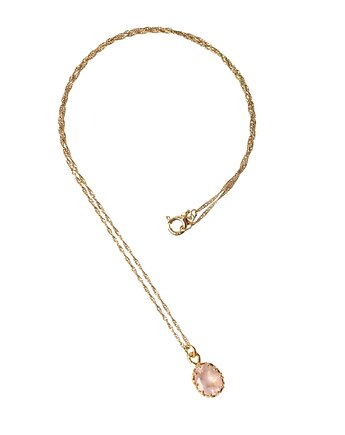 Złoty naszyjnik z kwarcem różowym w stylu Vintage, Blooming Stones