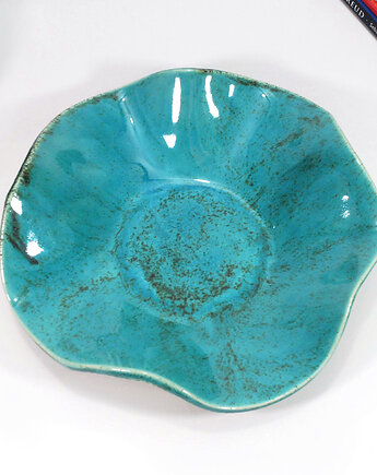 Turkusowa misa ceramiczna do serwowania, 10FingersArt