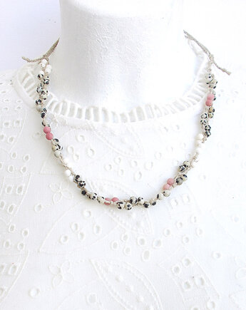 Jaspis i rodonit Naszyjnik bez metalu, galeria nuit