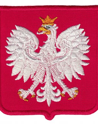 Naszywka naprasowanka GODŁO POLSKI CZERWONE termo haft POLSKIE 7,3x7,8cm, Wyszywane