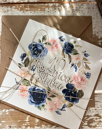 Ręcznie robiona kartka z okazji 10 rocznicy ślubu, sorte