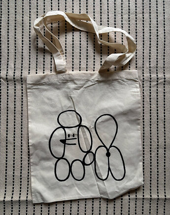 Ręcznie malowana torba płócienna tote bag Pudel, Dorota Piechocińska ilustraDORA