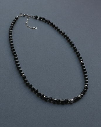 Krótki męski naszyjnik onyks i stal, AT NOON