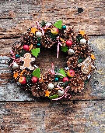 Świąteczny wianek naturalny, mamuta