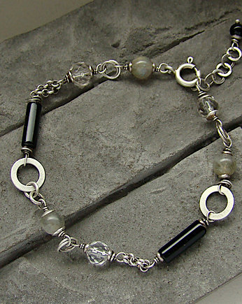 Onyks, labradoryt, krysztal - bransoletka, RayOfArt