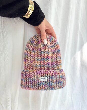 Bestseller wełniana czapka Lily 100% wełna handmade ręcznie robiona, GANGSTA KNIT