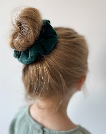 Gumka frotka scrunchie midi welurowa zielona butelkowa, Zdunetti