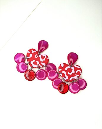 Kolorowe wiszące kolczyki na sztyfcie serca, Clayee