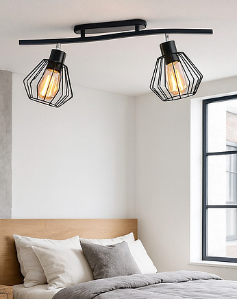 Czarna 2-płomienna lampa sufitowa do salonu z regulacją VOSS LOFT, lampy loftowe LYSNE LOFT