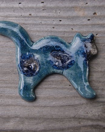 Ceramiczny magnes kot niebieski, Gliniana Koniczynka