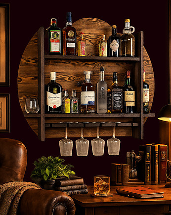 Drewniany barek  na alkohol i kieliszki BURNED, John Paddle