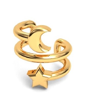 Nausznica MOON & STAR -srebro złocone, ISSI Jewelry