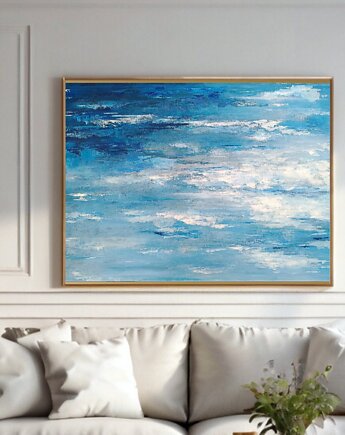 NIEBO II Abstrakcyjny obraz akrylowy,ręcznie malowany na płótnie, 100x70 cm, Anna Jatczak Art