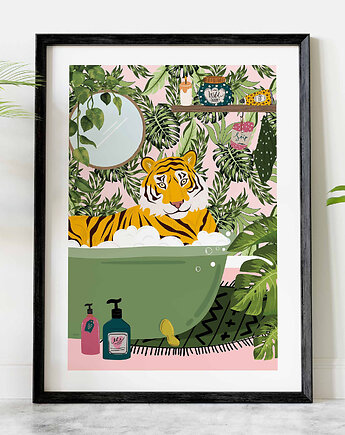 Plakat Tygrys w zielonej wannie, Harvest Maison