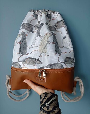 Plecak-worek szczurki z kieszenią, ZAMIŁOWANIA - Oryginalny prezent