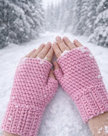 Mitenki wełniane  płatek róży, Las i Łąka