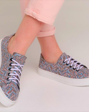 Trampki - Sneakersy skórzane z wzorem (6682), BOSCCOLO
