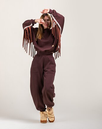 Hot Chocolate - czekoladowy komplet dresowy boho, Bohemian Soul atelier by M.