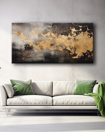 Złoto-czarna abstrakcja - Plakat - Impresjonizm, Loft, Minimalizm, Black Sapphire Art