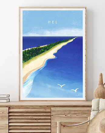 Plakat Półwysep Helski z lotu ptaka, minimalmill