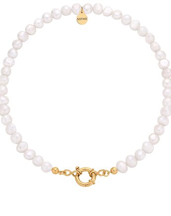 Naszyjnik z pereł naturalnych ze złotym ozdobnym zapięciem, SOTHO