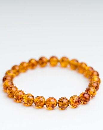 Bransoletka bursztyn koniakowy kulka regularna, AmberMal