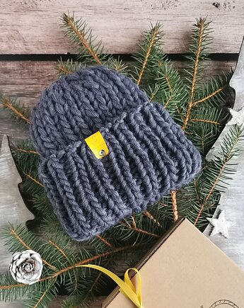 WOOLY grafit Wełniana czapka zimowa, sploteka