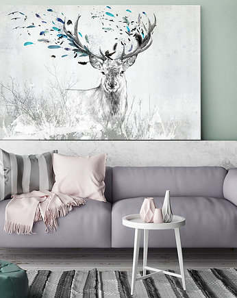 OBRAZ NA PŁÓTNIE -  120x80cm - Jeleń turkus, LUdesign gallery