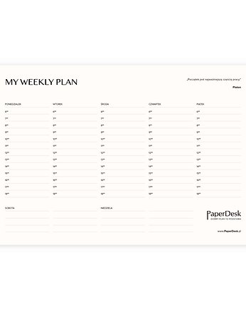 Tygodniowy planner z cytatami - harmonogram, PaperDesk