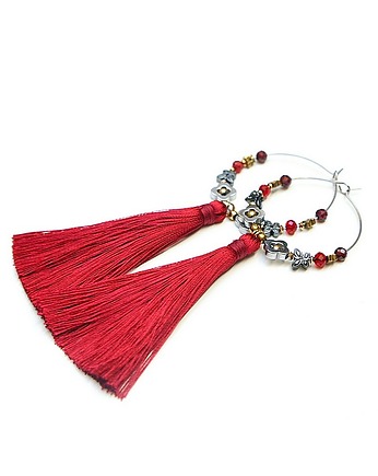 Kolczyki chwosty Alloys Collection /boho/ szkarłat vol 8, KiKa pracownia