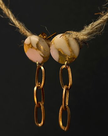 Kolczyki wiszące któtkie Pink Marble, Natalia Puchalska