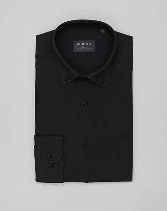 Koszula męska oleggio 00467 długi rękaw czarny slim fit, OSOBY - Prezent dla Chłopaka