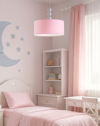 Różowy dziecięcy żyrandol SALAMANCA KIDS z ozdobnymi kulami, LYSNE